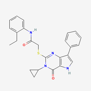 molecular formula C25H24N4O2S B2791492 2-((3-cyclopropyl-4-oxo-7-phenyl-4,5-dihydro-3H-pyrrolo[3,2-d]pyrimidin-2-yl)thio)-N-(2-ethylphenyl)acetamide CAS No. 2034583-95-2