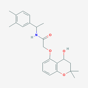 N-[1-(3,4-Dimethylphenyl)ethyl]-2-[(4-hydroxy-2,2-dimethyl-3,4-dihydrochromen-5-yl)oxy]acetamide