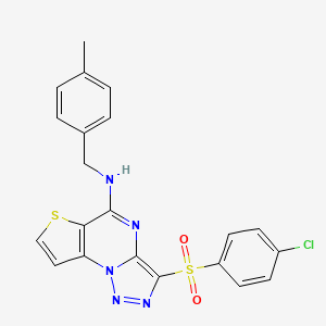 molecular formula C21H16ClN5O2S2 B2791518 3-[(4-chlorophenyl)sulfonyl]-N-(4-methylbenzyl)thieno[2,3-e][1,2,3]triazolo[1,5-a]pyrimidin-5-amine CAS No. 892737-19-8