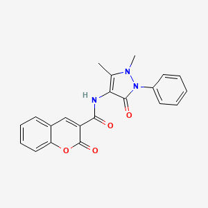 molecular formula C21H17N3O4 B2791526 N-(1,5-dimethyl-3-oxo-2-phenyl-2,3-dihydro-1H-pyrazol-4-yl)-2-oxo-2H-chromene-3-carboxamide CAS No. 301681-84-5