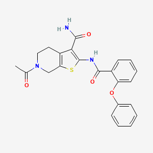 molecular formula C23H21N3O4S B2791529 6-Acetyl-2-(2-phenoxybenzamido)-4,5,6,7-tetrahydrothieno[2,3-c]pyridine-3-carboxamide CAS No. 864857-72-7