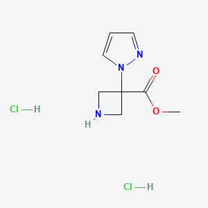 molecular formula C8H13Cl2N3O2 B2791547 Methyl 3-pyrazol-1-ylazetidine-3-carboxylate;dihydrochloride CAS No. 2416234-13-2