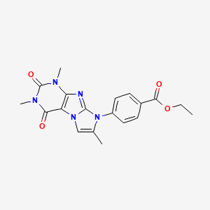 molecular formula C19H19N5O4 B2791562 Ethyl 4-(2,4,7-trimethyl-1,3-dioxopurino[7,8-a]imidazol-6-yl)benzoate CAS No. 31488-14-9