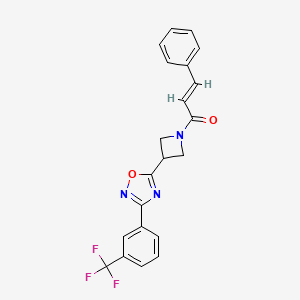 molecular formula C21H16F3N3O2 B2791566 (E)-3-phenyl-1-(3-(3-(3-(trifluoromethyl)phenyl)-1,2,4-oxadiazol-5-yl)azetidin-1-yl)prop-2-en-1-one CAS No. 1351664-41-9