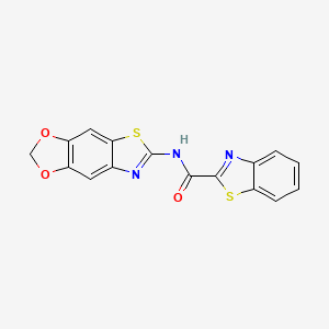 N-{4,6-dioxa-10-thia-12-azatricyclo[7.3.0.0^{3,7}]dodeca-1(9),2,7,11-tetraen-11-yl}-1,3-benzothiazole-2-carboxamide