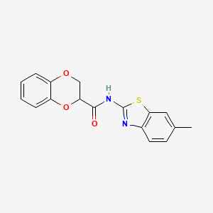 molecular formula C17H14N2O3S B2791573 N-(6-METHYL-1,3-BENZOTHIAZOL-2-YL)-2,3-DIHYDRO-1,4-BENZODIOXINE-2-CARBOXAMIDE CAS No. 449168-16-5