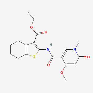 molecular formula C19H22N2O5S B2791612 Ethyl 2-(4-methoxy-1-methyl-6-oxo-1,6-dihydropyridine-3-carboxamido)-4,5,6,7-tetrahydrobenzo[b]thiophene-3-carboxylate CAS No. 2034320-13-1