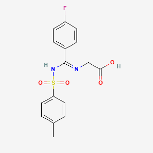 molecular formula C16H15FN2O4S B2791613 N-((4-fluorophenyl){[(4-methylphenyl)sulfonyl]imino}methyl)glycine CAS No. 380480-96-6
