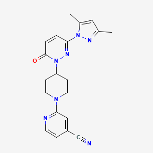 molecular formula C20H21N7O B2791623 2-[4-[3-(3,5-Dimethylpyrazol-1-yl)-6-oxopyridazin-1-yl]piperidin-1-yl]pyridine-4-carbonitrile CAS No. 2379993-67-4