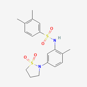 molecular formula C18H22N2O4S2 B2791634 N-(5-(1,1-dioxidoisothiazolidin-2-yl)-2-methylphenyl)-3,4-dimethylbenzenesulfonamide CAS No. 946342-96-7