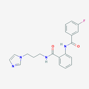 molecular formula C20H19FN4O2 B279164 2-[(3-fluorobenzoyl)amino]-N-[3-(1H-imidazol-1-yl)propyl]benzamide 