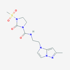 molecular formula C13H18N6O4S B2791641 N-(2-(6-methyl-1H-imidazo[1,2-b]pyrazol-1-yl)ethyl)-3-(methylsulfonyl)-2-oxoimidazolidine-1-carboxamide CAS No. 2034634-64-3