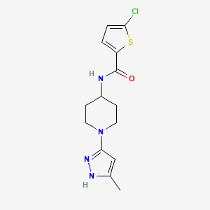 molecular formula C14H17ClN4OS B2791648 5-chloro-N-(1-(5-methyl-1H-pyrazol-3-yl)piperidin-4-yl)thiophene-2-carboxamide CAS No. 2034205-39-3