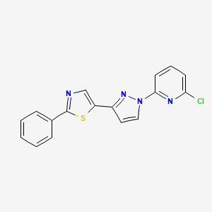 molecular formula C17H11ClN4S B2791658 2-Chloro-6-(3-(2-phenyl-1,3-thiazol-5-yl)-1H-pyrazol-1-yl)pyridine CAS No. 318255-96-8