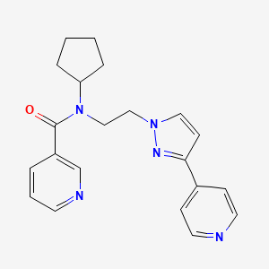 molecular formula C21H23N5O B2791662 N-cyclopentyl-N-(2-(3-(pyridin-4-yl)-1H-pyrazol-1-yl)ethyl)nicotinamide CAS No. 2034327-56-3