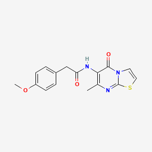 molecular formula C16H15N3O3S B2791666 2-(4-methoxyphenyl)-N-(7-methyl-5-oxo-5H-thiazolo[3,2-a]pyrimidin-6-yl)acetamide CAS No. 954600-86-3