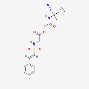 [2-[(1-cyano-1-cyclopropylethyl)amino]-2-oxoethyl] 2-[[(E)-2-(4-methylphenyl)ethenyl]sulfonylamino]acetate