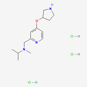 molecular formula C14H26Cl3N3O B2791675 N-Methyl-N-[(4-pyrrolidin-3-yloxypyridin-2-yl)methyl]propan-2-amine;trihydrochloride CAS No. 2198399-87-8