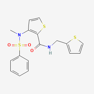 molecular formula C17H16N2O3S3 B2791681 3-[methyl(phenylsulfonyl)amino]-N-(thiophen-2-ylmethyl)thiophene-2-carboxamide CAS No. 1226459-14-8