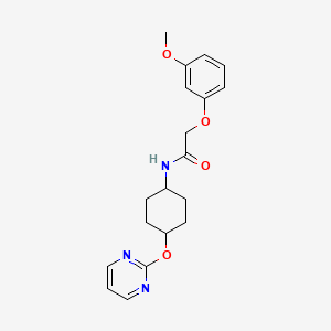 molecular formula C19H23N3O4 B2791685 2-(3-methoxyphenoxy)-N-((1r,4r)-4-(pyrimidin-2-yloxy)cyclohexyl)acetamide CAS No. 2034247-75-9