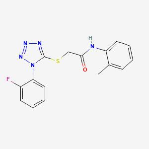 molecular formula C16H14FN5OS B2791761 2-((1-(2-fluorophenyl)-1H-tetrazol-5-yl)thio)-N-(o-tolyl)acetamide CAS No. 924824-58-8