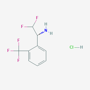 molecular formula C9H9ClF5N B2791767 (1R)-2,2-Difluoro-1-[2-(trifluoromethyl)phenyl]ethanamine;hydrochloride CAS No. 2248172-18-9