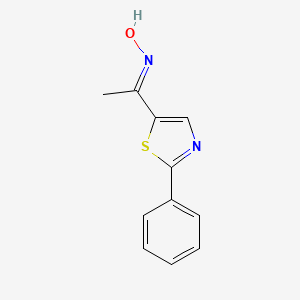 molecular formula C11H10N2OS B2791774 (NE)-N-[1-(2-phenyl-1,3-thiazol-5-yl)ethylidene]hydroxylamine CAS No. 338414-36-1
