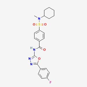 molecular formula C22H23FN4O4S B2791781 4-[cyclohexyl(methyl)sulfamoyl]-N-[5-(4-fluorophenyl)-1,3,4-oxadiazol-2-yl]benzamide CAS No. 533869-47-5
