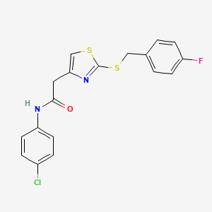 molecular formula C18H14ClFN2OS2 B2791783 N-(4-chlorophenyl)-2-(2-((4-fluorobenzyl)thio)thiazol-4-yl)acetamide CAS No. 941922-72-1