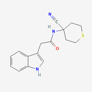 molecular formula C16H17N3OS B2791790 N-(4-Cyanothian-4-YL)-2-(1H-indol-3-YL)acetamide CAS No. 1465346-99-9