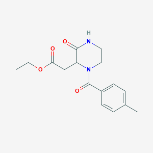 molecular formula C16H20N2O4 B2791806 Ethyl 2-[1-(4-methylbenzoyl)-3-oxo-2-piperazinyl]acetate CAS No. 318288-60-7