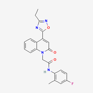 molecular formula C22H19FN4O3 B2791807 2-(4-(3-ethyl-1,2,4-oxadiazol-5-yl)-2-oxoquinolin-1(2H)-yl)-N-(4-fluoro-2-methylphenyl)acetamide CAS No. 1251621-48-3