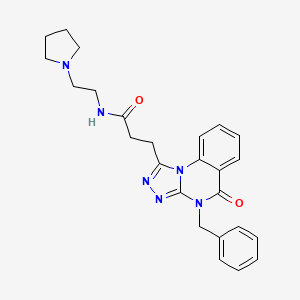 molecular formula C25H28N6O2 B2791832 3-(4-benzyl-5-oxo-4,5-dihydro[1,2,4]triazolo[4,3-a]quinazolin-1-yl)-N-(2-pyrrolidin-1-ylethyl)propanamide CAS No. 902957-67-9