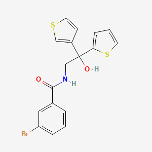 molecular formula C17H14BrNO2S2 B2791835 3-bromo-N-(2-hydroxy-2-(thiophen-2-yl)-2-(thiophen-3-yl)ethyl)benzamide CAS No. 2034237-15-3