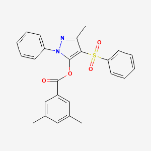 molecular formula C25H22N2O4S B2791838 3-methyl-1-phenyl-4-(phenylsulfonyl)-1H-pyrazol-5-yl 3,5-dimethylbenzoate CAS No. 851082-76-3