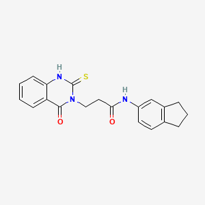 molecular formula C20H19N3O2S B2791840 N-(2,3-dihydro-1H-inden-5-yl)-3-(4-oxo-2-thioxo-1,2-dihydroquinazolin-3(4H)-yl)propanamide CAS No. 443356-17-0