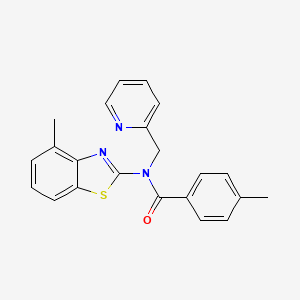 molecular formula C22H19N3OS B2791843 4-methyl-N-(4-methylbenzo[d]thiazol-2-yl)-N-(pyridin-2-ylmethyl)benzamide CAS No. 899735-16-1