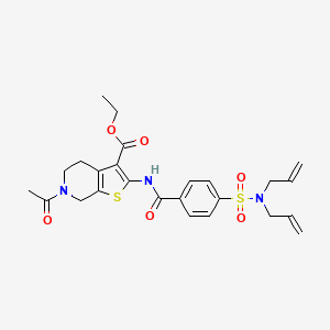 molecular formula C25H29N3O6S2 B2791848 ethyl 6-acetyl-2-(4-(N,N-diallylsulfamoyl)benzamido)-4,5,6,7-tetrahydrothieno[2,3-c]pyridine-3-carboxylate CAS No. 449769-47-5