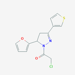 molecular formula C13H11ClN2O2S B2791861 2-chloro-1-[5-(furan-2-yl)-3-(thiophen-3-yl)-4,5-dihydro-1H-pyrazol-1-yl]ethan-1-one CAS No. 1356761-27-7