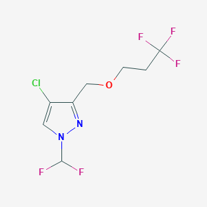 molecular formula C8H8ClF5N2O B2791863 4-chloro-1-(difluoromethyl)-3-[(3,3,3-trifluoropropoxy)methyl]-1H-pyrazole CAS No. 1856074-94-6