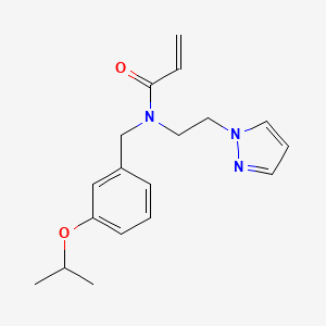 molecular formula C18H23N3O2 B2791874 N-[(3-Propan-2-yloxyphenyl)methyl]-N-(2-pyrazol-1-ylethyl)prop-2-enamide CAS No. 2411199-11-4