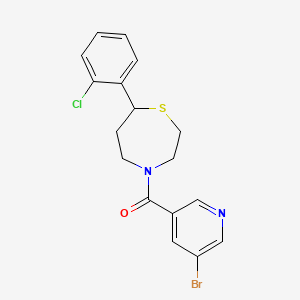 molecular formula C17H16BrClN2OS B2791881 (5-Bromopyridin-3-yl)(7-(2-chlorophenyl)-1,4-thiazepan-4-yl)methanone CAS No. 1797871-17-0