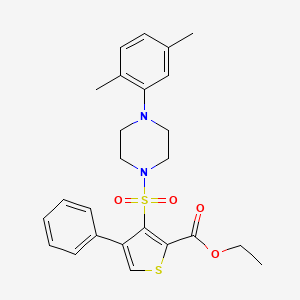 molecular formula C25H28N2O4S2 B2791882 Ethyl 3-{[4-(2,5-dimethylphenyl)piperazin-1-yl]sulfonyl}-4-phenylthiophene-2-carboxylate CAS No. 932519-79-4