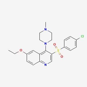 molecular formula C22H24ClN3O3S B2791883 3-((4-Chlorophenyl)sulfonyl)-6-ethoxy-4-(4-methylpiperazin-1-yl)quinoline CAS No. 887213-92-5