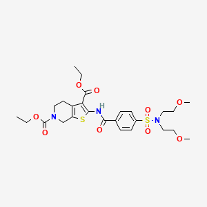 molecular formula C26H35N3O9S2 B2791884 diethyl 2-(4-(N,N-bis(2-methoxyethyl)sulfamoyl)benzamido)-4,5-dihydrothieno[2,3-c]pyridine-3,6(7H)-dicarboxylate CAS No. 449781-85-5