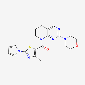 molecular formula C20H22N6O2S B2791901 (4-methyl-2-(1H-pyrrol-1-yl)thiazol-5-yl)(2-morpholino-6,7-dihydropyrido[2,3-d]pyrimidin-8(5H)-yl)methanone CAS No. 2191265-89-9