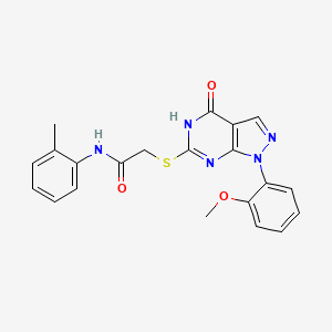 molecular formula C21H19N5O3S B2791904 2-((1-(2-methoxyphenyl)-4-oxo-4,5-dihydro-1H-pyrazolo[3,4-d]pyrimidin-6-yl)thio)-N-(o-tolyl)acetamide CAS No. 946262-91-5