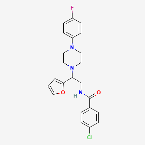 molecular formula C23H23ClFN3O2 B2791906 4-chloro-N-(2-(4-(4-fluorophenyl)piperazin-1-yl)-2-(furan-2-yl)ethyl)benzamide CAS No. 877632-55-8
