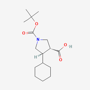molecular formula C16H27NO4 B2791907 (3R,4R)-4-Cyclohexyl-1-[(2-methylpropan-2-yl)oxycarbonyl]pyrrolidine-3-carboxylic acid CAS No. 1221278-29-0