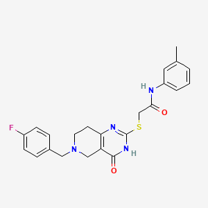 molecular formula C23H23FN4O2S B2791909 2-{[6-(4-fluorobenzyl)-4-oxo-3,4,5,6,7,8-hexahydropyrido[4,3-d]pyrimidin-2-yl]sulfanyl}-N-(3-methylphenyl)acetamide CAS No. 1110986-70-3